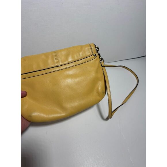 Coach Kristin Purse Leather Crossbody Handbag Bag Yellow y2k Baguette Flap Close - Picture 7 of 7